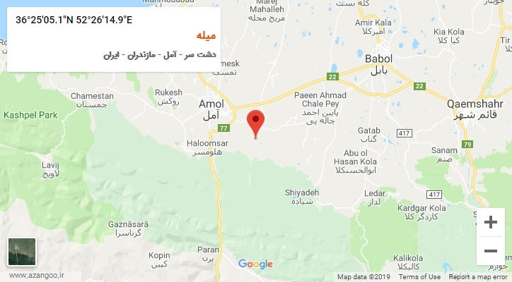روستای میله بر روی نقشه