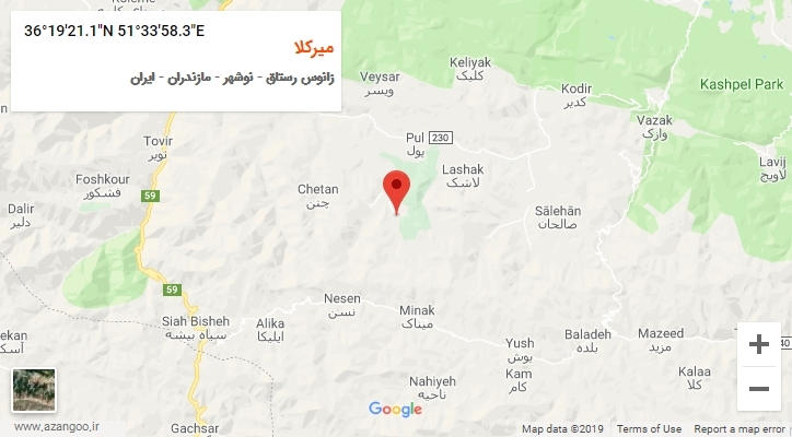روستای میرکلا بر روی نقشه