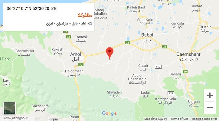 روستای مظفرکلا بر روی نقشه