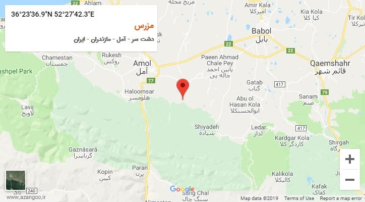 روستای مزرس بر روی نقشه
