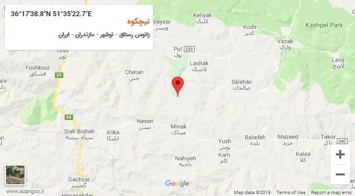 روستای نیچکوه بر روی نقشه