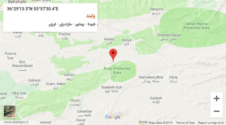 روستای پابند بر روی نقشه