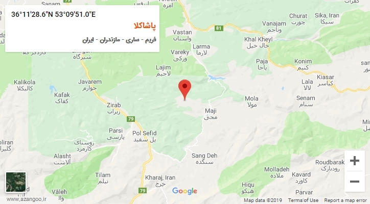 روستای پاشاکلا بر روی نقشه