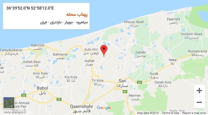 روستای پهناب محله بر روی نقشه