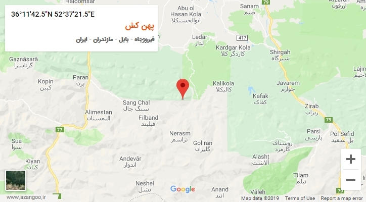 روستای پهن کش بر روی نقشه