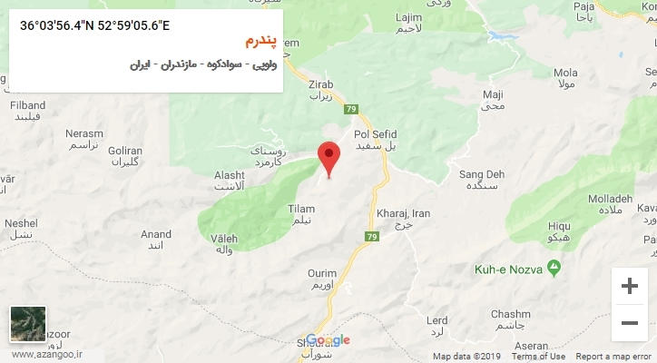 روستای پندرم بر روی نقشه