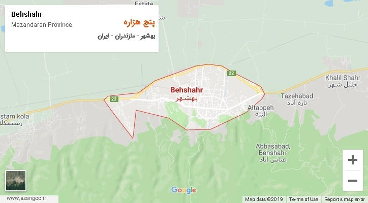 دهستان پنج هزاره بر روی نقشه