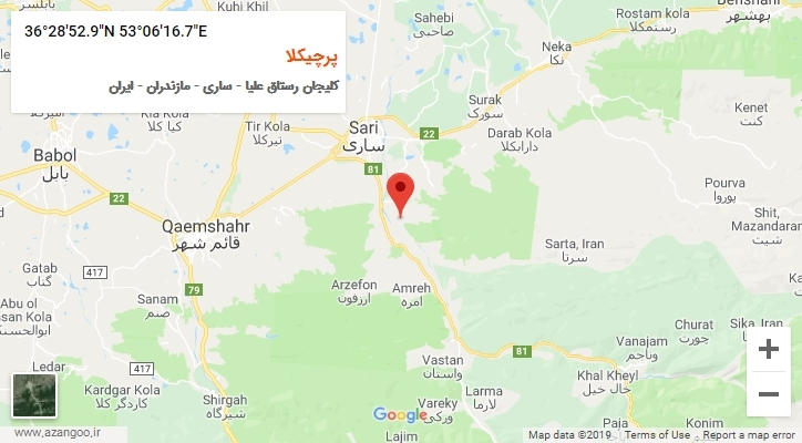 روستای پرچیکلا بر روی نقشه