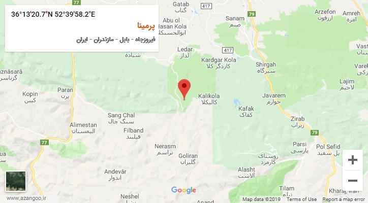 روستای پرمینا بر روی نقشه