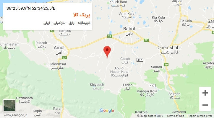روستای پریک کلا بر روی نقشه