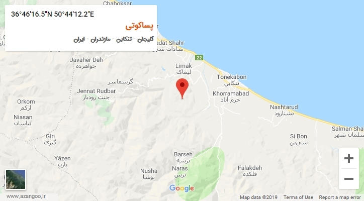 روستای پساکوتی بر روی نقشه