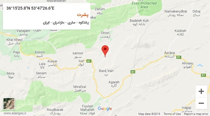 روستای پشرت بر روی نقشه