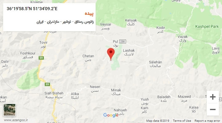 روستای پیده بر روی نقشه