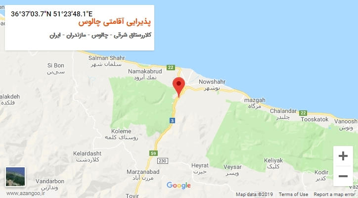 روستای پذیرایی آقامتی چالوس بر روی نقشه