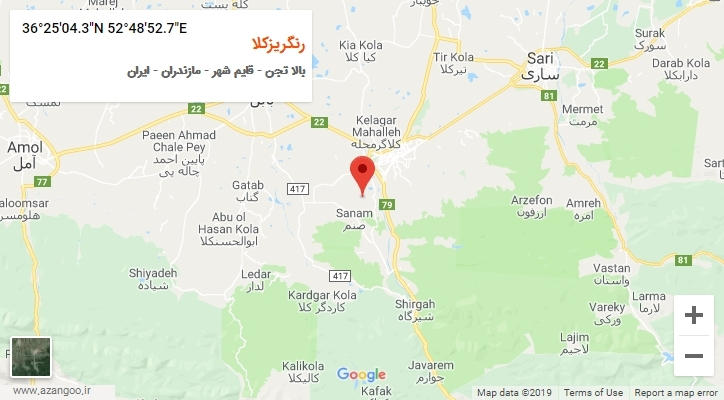 روستای رنگریزکلا بر روی نقشه