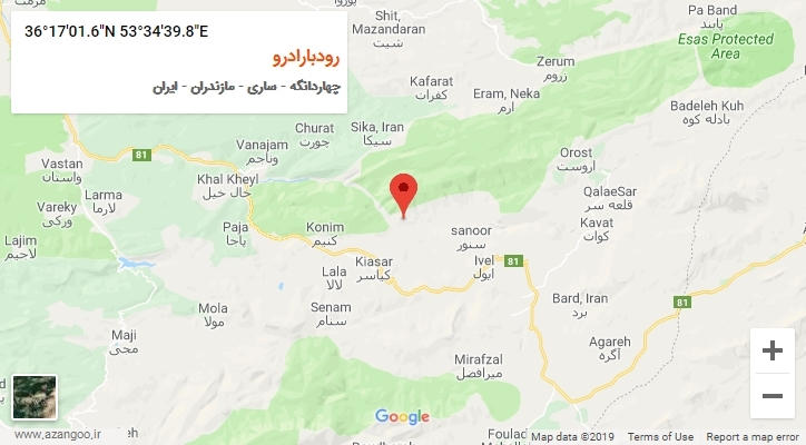 روستای رودبارادرو بر روی نقشه