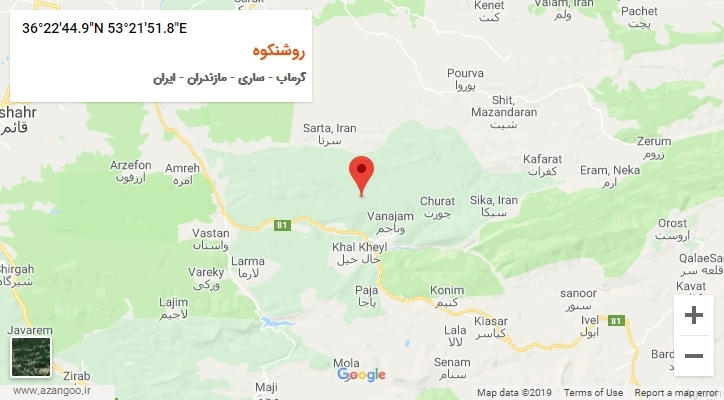 روستای روشنکوه بر روی نقشه