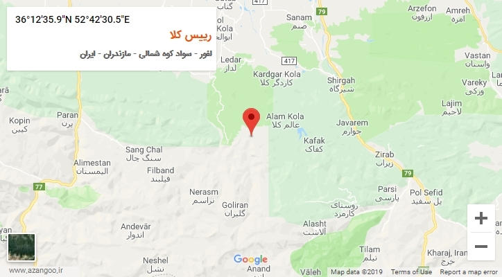 روستای رییس کلا بر روی نقشه