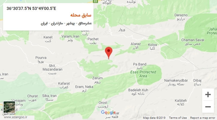 روستای سابق محله بر روی نقشه