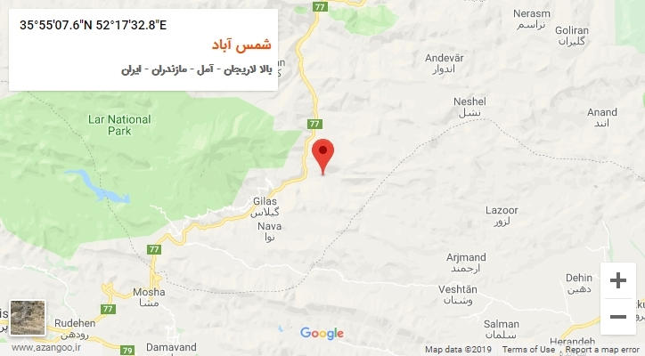 روستای شمس آباد بر روی نقشه
