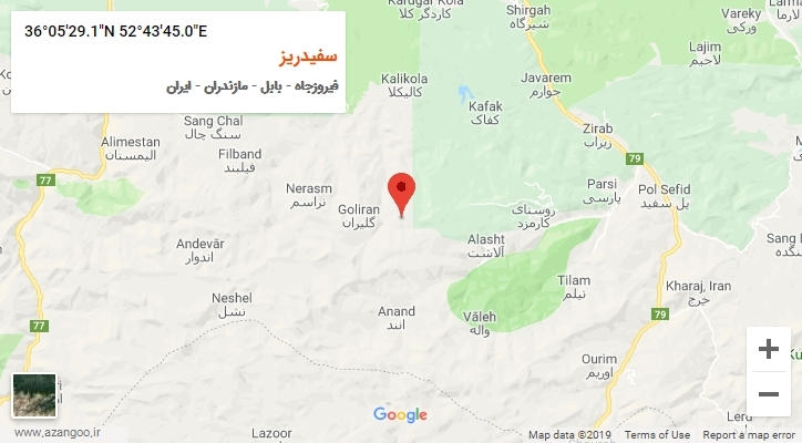 روستای سفیدریز بر روی نقشه