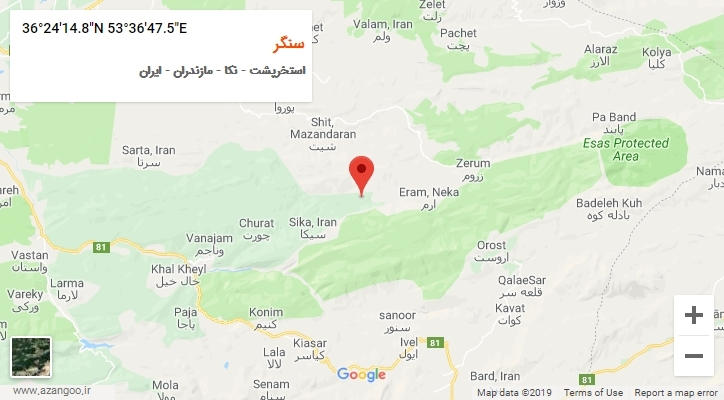 روستای سنگر بر روی نقشه