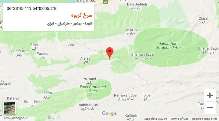 روستای سرخ گریوه بر روی نقشه