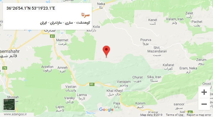 روستای سرتا بر روی نقشه