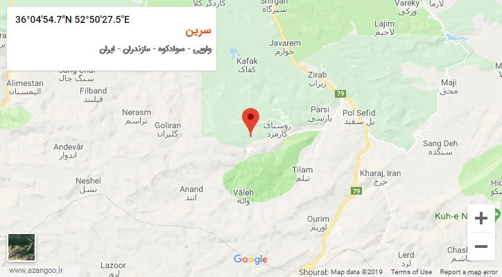 روستای سرین بر روی نقشه