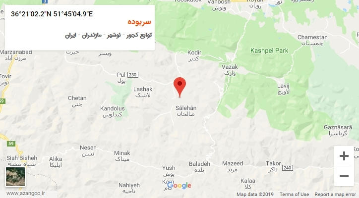 روستای سریوده بر روی نقشه
