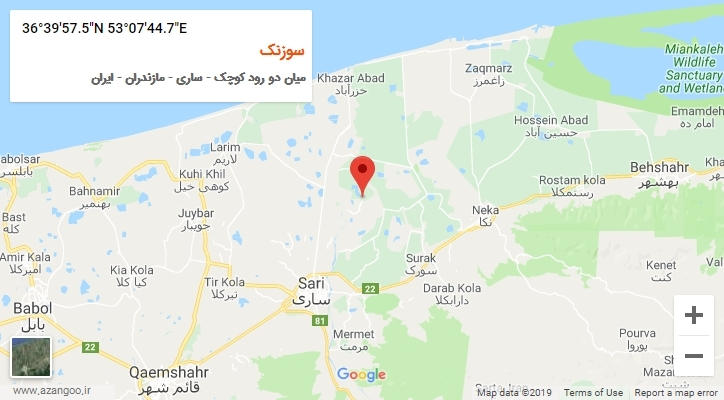 روستای سوزنک بر روی نقشه