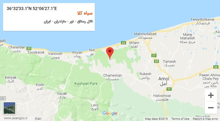 روستای سیاه کلا بر روی نقشه