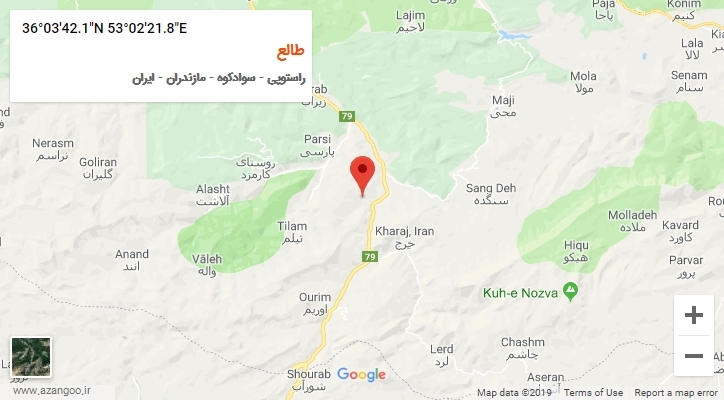 روستای طالع بر روی نقشه