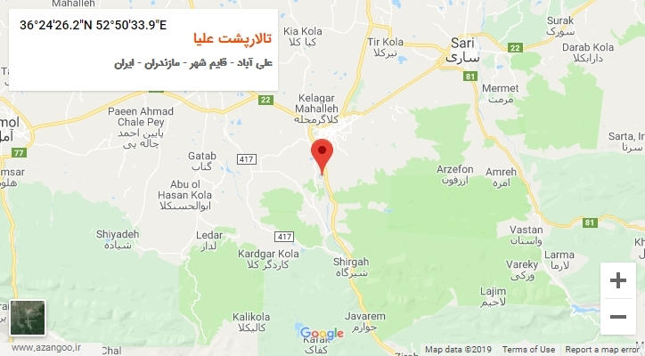 روستای تالارپشت علیا بر روی نقشه