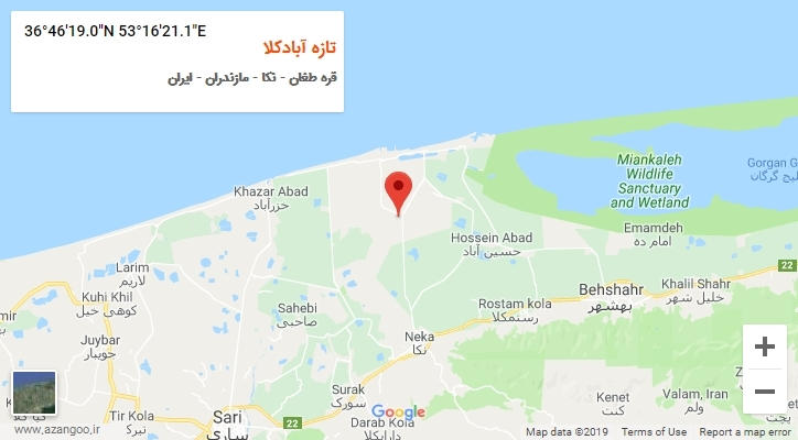 روستای تازه آبادکلا بر روی نقشه