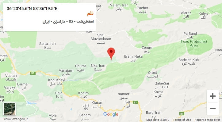 روستای تلم بر روی نقشه