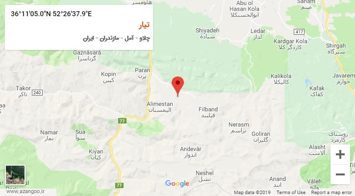 روستای تیار بر روی نقشه