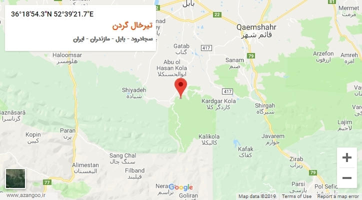 روستای تیرخال گردن بر روی نقشه