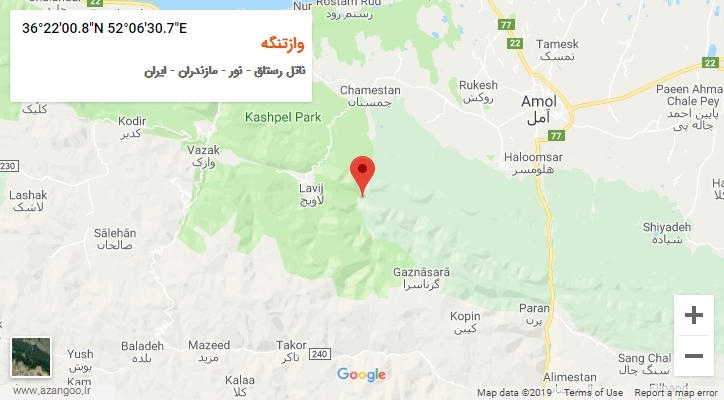 روستای وازتنگه بر روی نقشه