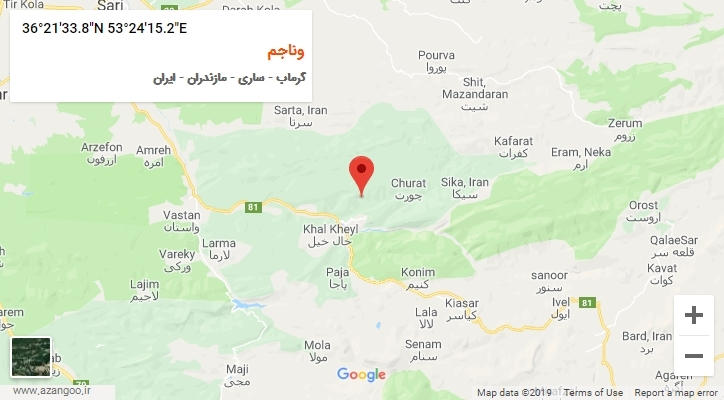 روستای وناجم بر روی نقشه