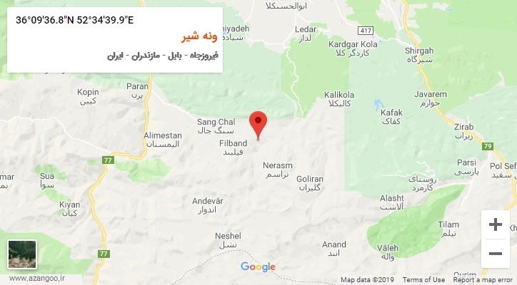 روستای ونه شیر بر روی نقشه