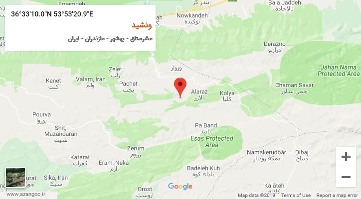 روستای ونشید بر روی نقشه