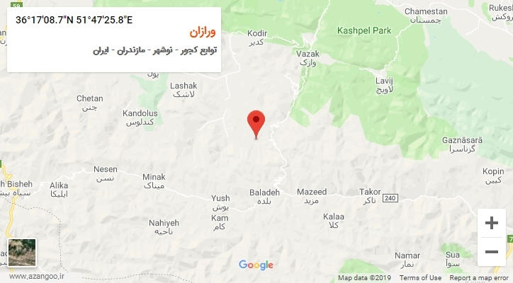 روستای ورازان بر روی نقشه