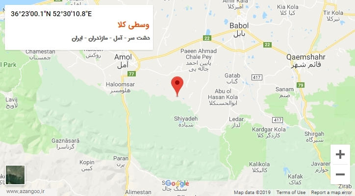 روستای وسطی کلا بر روی نقشه