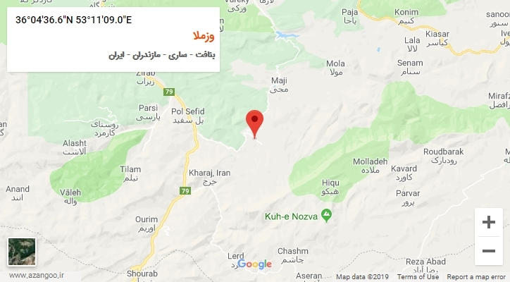 روستای وزملا بر روی نقشه