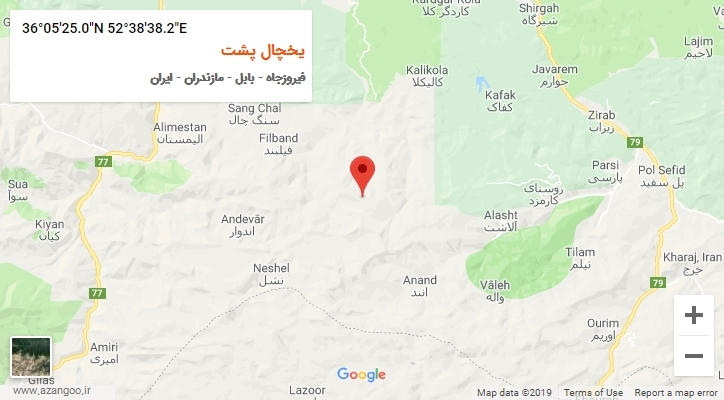 روستای یخچال پشت بر روی نقشه