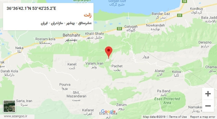 روستای زلت بر روی نقشه
