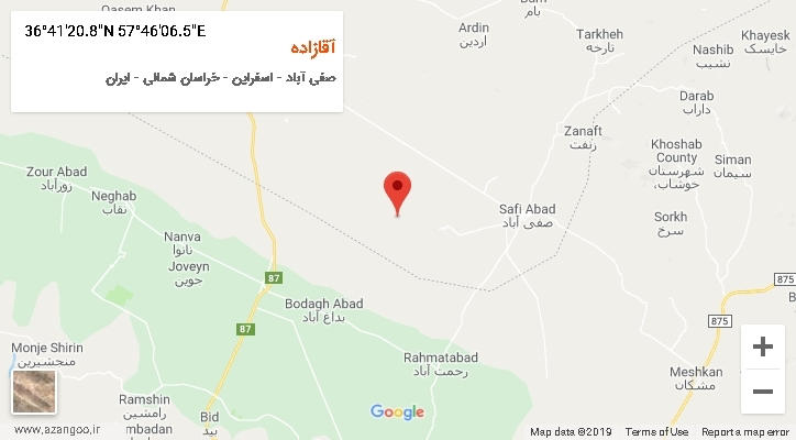 روستای آقازاده بر روی نقشه