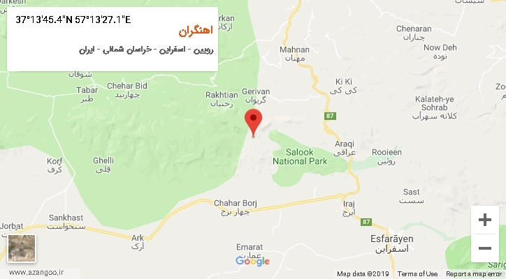 روستای اهنگران بر روی نقشه