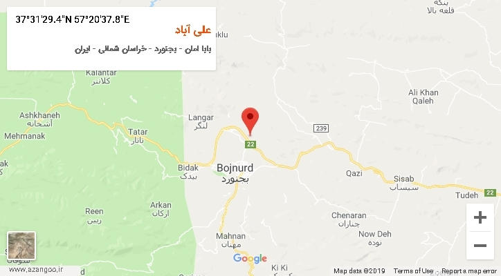 روستای علی آباد بر روی نقشه